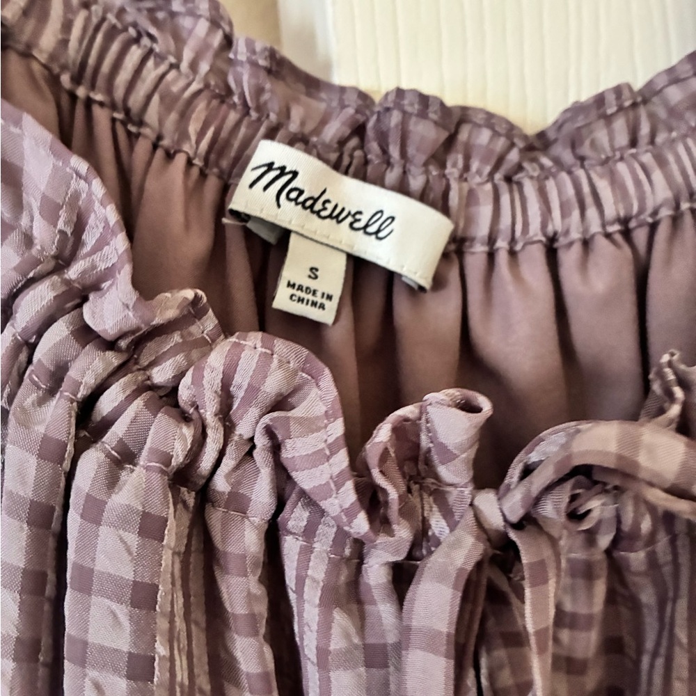 Madewell Lavender Gingham Dress - Picture 3 of 4